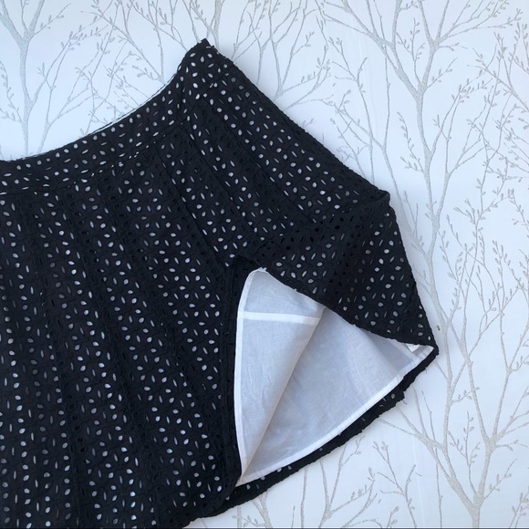 Ann Taylor Petite Skirt Size 6P Black Eyelet Midi Skirt A Line - Picture 11 of 11